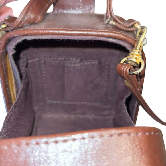 Crossbody Purse Faux Leather Boho Square Pillbox Brown - Picture 5 of 10